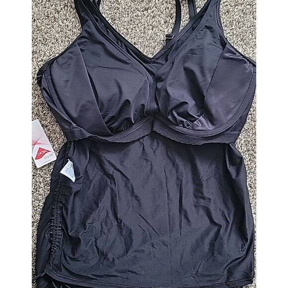 Lands End Women's 18 DD V-Neck Swim Top Black Solid Adjustable Padded S59 - Picture 5 of 7